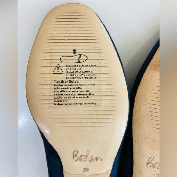 Boden Victoria Block Heel Kiltie Blue Suede Loafers/Pumps, EUC - Picture 13 of 15